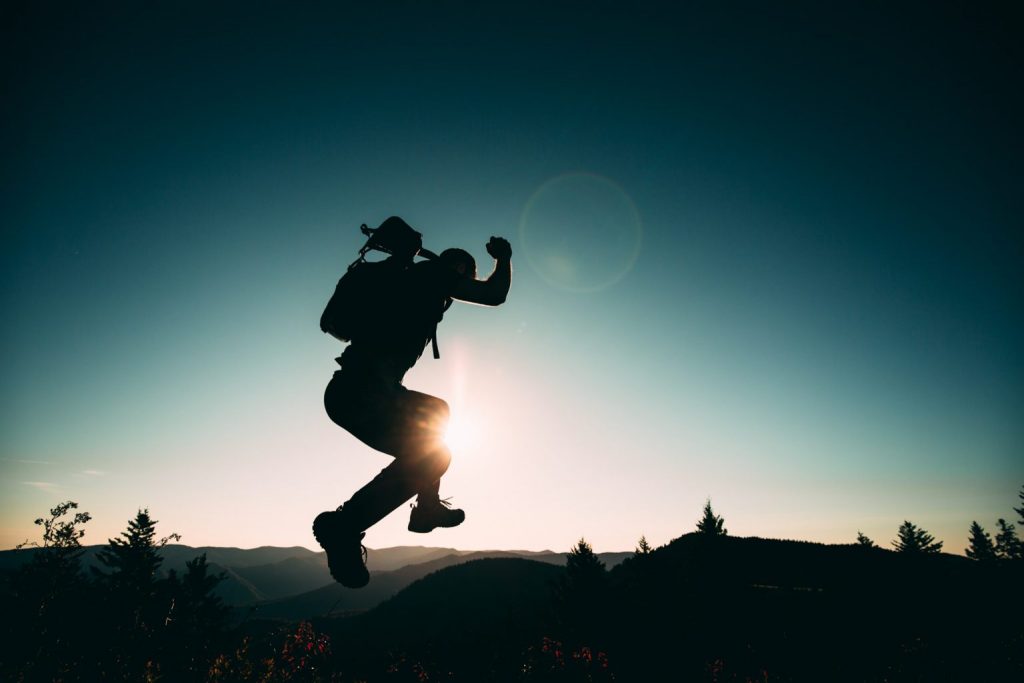 Silhouette of man in the mountains